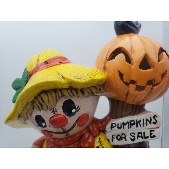 Halloween Ceramic Scarecrow Jack O Lantern Pumpkins For Sale Fall Decor Vintage - Picture 3 of 11